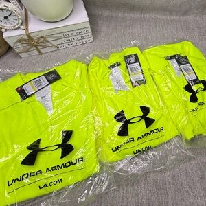 3 NWT Under Armour Women’s Medium Neon Yellow Polo Shirt Bundle (3)